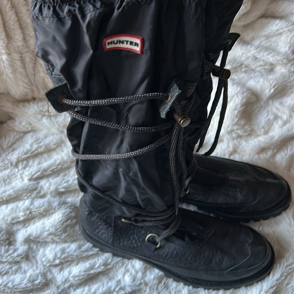 Hunter Summit Amazonas Waterproof Tall Calf Lace Up Boots Black sz 10